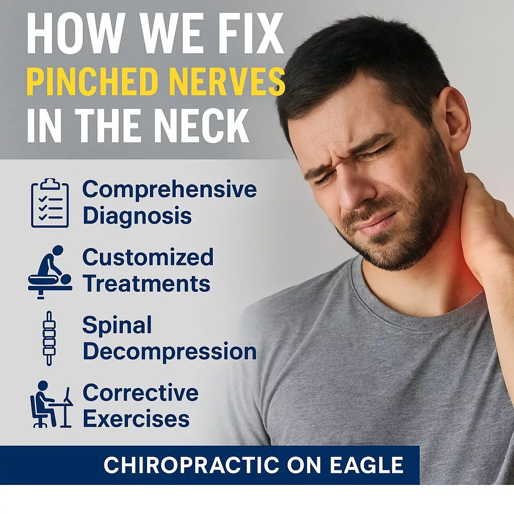 Chiropractor explains how to fix a pinched nerve in the neck with adjustments, decompression, and personalized care at Chiropractic on Eagle in Newmarket.
