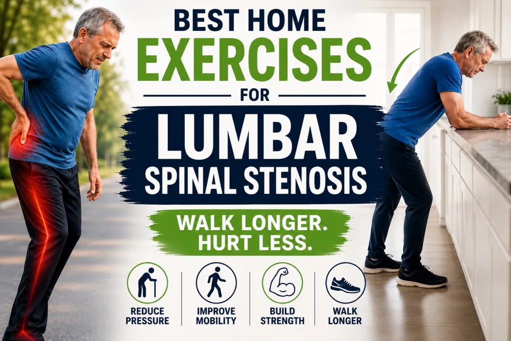 Best home exercises for lumbar spinal stenosis to reduce pressure and improve walking tolerance